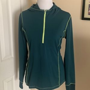Fabletics hoodie Breathable mesh size W M. green/bright accents fitted 1/2 zip